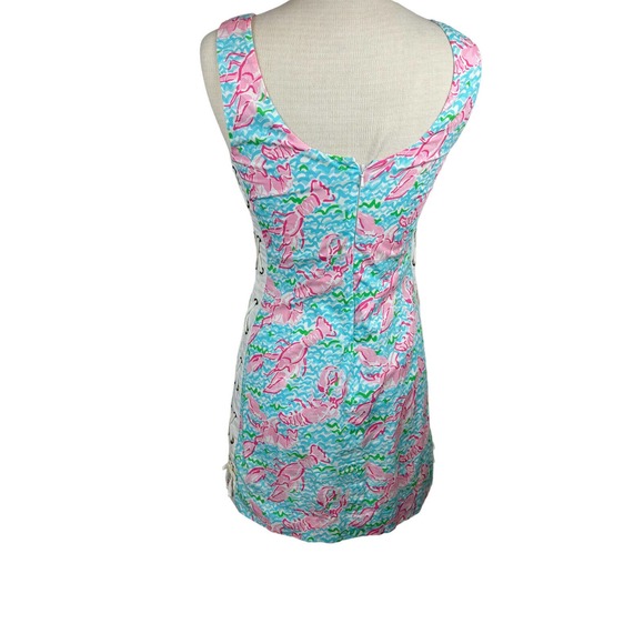 Lilly Pulitzer Delia Tie Lace Up Side Shift Dress Lobstah Roll Lobster Size 4 - Picture 5 of 14